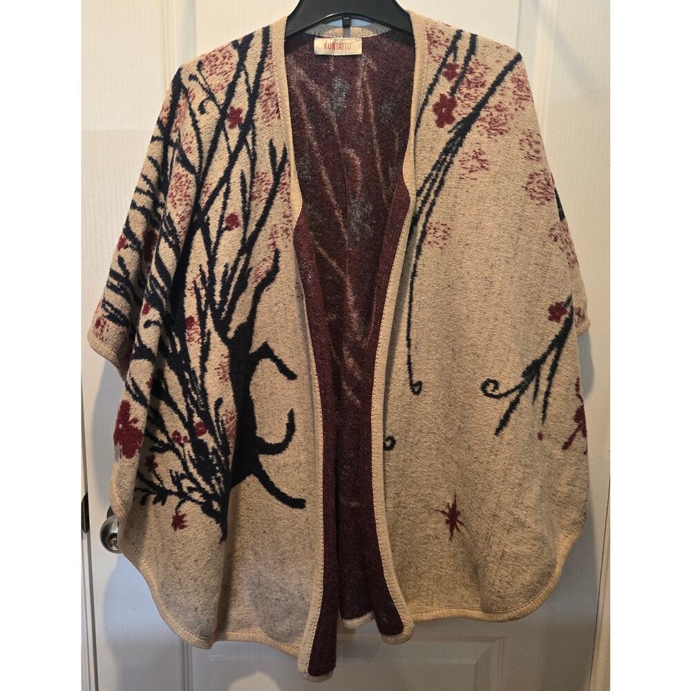 Kontatto one size wrap poncho cape shrug deer floral
